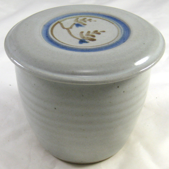 Stony White with flower design French Butter Dish