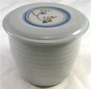 Stony White with flower design French Butter Dish