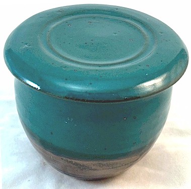 Teal with Brown French Butter Dish