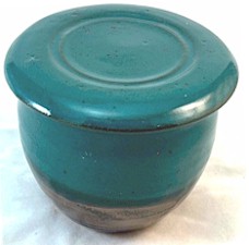 Teal with Brown French Butter Dish