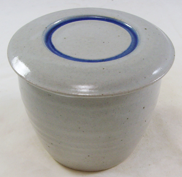 Stony white with blue French Butter Dish