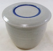 Stony white with blue French Butter Dish